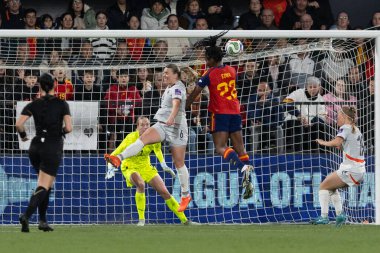 Castellon, İspanya - 3 Mart 2026: İspanya ile İzlanda arasındaki Dünya Kupası ön eleme maçı Castellon de la Plana 'da oynandı. İspanya 'dan oyuncular.