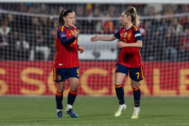 Castellon, İspanya - 3 Mart 2026: İspanya ile İzlanda arasındaki Dünya Kupası ön eleme maçı Castellon de la Plana 'da oynandı. İspanya 'dan oyuncular.