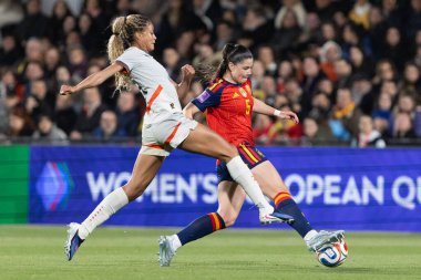 Castellon, İspanya - 3 Mart 2026: İspanya ile İzlanda arasındaki Dünya Kupası ön eleme maçı Castellon de la Plana 'da oynandı. İspanya 'dan oyuncular.