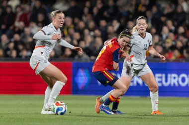 Castellon, İspanya - 3 Mart 2026: İspanya ile İzlanda arasındaki Dünya Kupası ön eleme maçı Castellon de la Plana 'da oynandı. İspanya 'dan oyuncular.