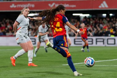 Castellon, İspanya - 3 Mart 2026: İspanya ile İzlanda arasındaki Dünya Kupası ön eleme maçı Castellon de la Plana 'da oynandı. İspanya 'dan oyuncular.