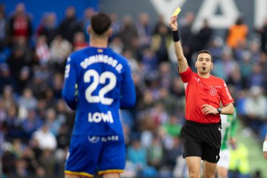 Madrid, İspanya - 8 Mart 2026: Getafe FC ile Real Betis arasında oynanan lig maçı. Profesyonel futbolcular. EA Spor Ligi. İspanya Ligi.