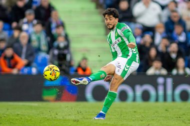 Madrid, İspanya - 8 Mart 2026: Getafe FC ile Real Betis arasında oynanan lig maçı. Profesyonel futbolcular. EA Spor Ligi. İspanya Ligi.
