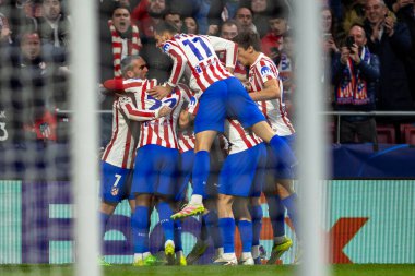 Madrid, İspanya - 10 Mart 2026: Atletico Madrid ile Tottenham Hotspur arasında oynanan Şampiyonlar Ligi maçı Metropolitano Stadyumu 'nda oynandı. Atletico Madrid oyuncuları.