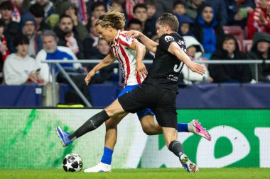 Madrid, İspanya - 10 Mart 2026: Atletico Madrid ile Tottenham Hotspur arasında oynanan Şampiyonlar Ligi maçı Metropolitano Stadyumu 'nda oynandı. Atletico Madrid oyuncuları.