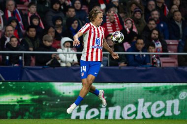 Madrid, İspanya - 10 Mart 2026: Atletico Madrid ile Tottenham Hotspur arasında oynanan Şampiyonlar Ligi maçı Metropolitano Stadyumu 'nda oynandı. Atletico Madrid oyuncuları.