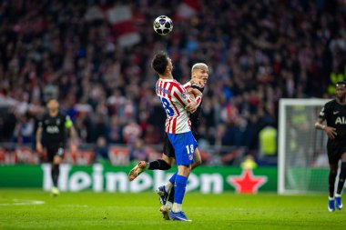 Madrid, İspanya - 10 Mart 2026: Atletico Madrid ile Tottenham Hotspur arasında oynanan Şampiyonlar Ligi maçı Metropolitano Stadyumu 'nda oynandı. Atletico Madrid oyuncuları.
