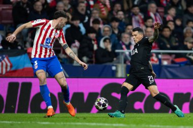 Madrid, İspanya - 10 Mart 2026: Atletico Madrid ile Tottenham Hotspur arasında oynanan Şampiyonlar Ligi maçı Metropolitano Stadyumu 'nda oynandı. Maç sırasında Tottenham oyuncuları.