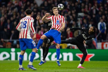 Madrid, İspanya - 10 Mart 2026: Atletico Madrid ile Tottenham Hotspur arasında oynanan Şampiyonlar Ligi maçı Metropolitano Stadyumu 'nda oynandı. Atletico Madrid oyuncuları.