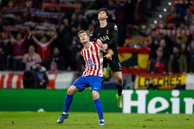 Madrid, İspanya - 10 Mart 2026: Atletico Madrid ile Tottenham Hotspur arasında oynanan Şampiyonlar Ligi maçı Metropolitano Stadyumu 'nda oynandı. Atletico Madrid oyuncuları.