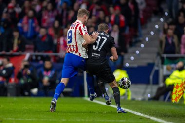 Madrid, İspanya - 10 Mart 2026: Atletico Madrid ile Tottenham Hotspur arasında oynanan Şampiyonlar Ligi maçı Metropolitano Stadyumu 'nda oynandı. Atletico Madrid oyuncuları.