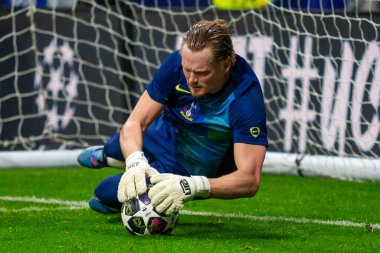 Madrid, İspanya - 10 Mart 2026: Atletico Madrid ile Tottenham Hotspur arasında oynanan Şampiyonlar Ligi maçı Metropolitano Stadyumu 'nda oynandı. Maç sırasında Tottenham oyuncuları.