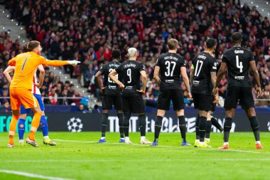 Madrid, İspanya - 10 Mart 2026: Atletico Madrid ile Tottenham Hotspur arasında oynanan Şampiyonlar Ligi maçı Metropolitano Stadyumu 'nda oynandı. Maç sırasında Tottenham oyuncuları.