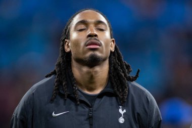 Madrid, İspanya - 10 Mart 2026: Atletico Madrid ile Tottenham Hotspur arasında oynanan Şampiyonlar Ligi maçı Metropolitano Stadyumu 'nda oynandı. Maç sırasında Tottenham oyuncuları.