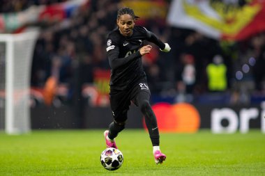 Madrid, İspanya - 10 Mart 2026: Atletico Madrid ile Tottenham Hotspur arasında oynanan Şampiyonlar Ligi maçı Metropolitano Stadyumu 'nda oynandı. Maç sırasında Tottenham oyuncuları.