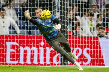 Madrid, İspanya - 14 Mart 2026: Real Madrid ile Elche arasındaki La Liga maçı Madrid 'deki Santiago Bernabu Stadyumu' nda oynandı. Maç sırasında Real Madrid oyuncuları. EA Sports La Liga.