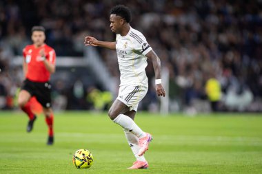 Madrid, İspanya - 14 Mart 2026: Real Madrid ile Elche arasındaki La Liga maçı Madrid 'deki Santiago Bernabu Stadyumu' nda oynandı. Maç sırasında Real Madrid oyuncuları. EA Sports La Liga.