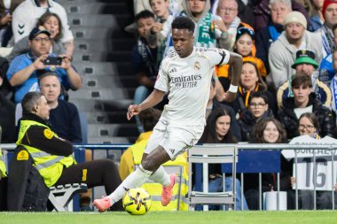 Madrid, İspanya - 14 Mart 2026: Real Madrid ile Elche arasındaki La Liga maçı Madrid 'deki Santiago Bernabu Stadyumu' nda oynandı. Maç sırasında Real Madrid oyuncuları. EA Sports La Liga.