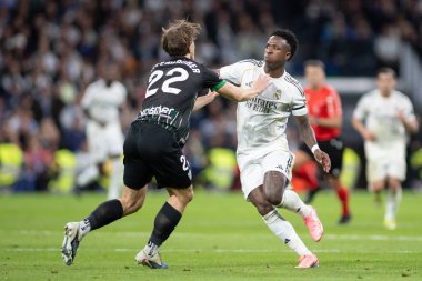 Madrid, İspanya - 14 Mart 2026: Real Madrid ile Elche arasındaki La Liga maçı Madrid 'deki Santiago Bernabu Stadyumu' nda oynandı. Maç sırasında Real Madrid oyuncuları. EA Sports La Liga.