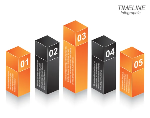 Timeline Infographic ontwerpsjabloon in de vorm van een 3d box. — Stockvector