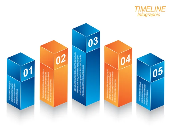 Timeline Infographic ontwerpsjabloon in de vorm van een 3d box. — Stockvector