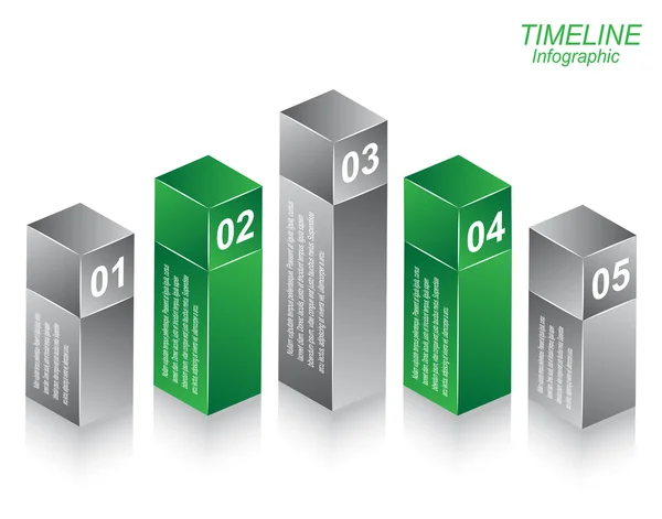 Timeline Infographic formgivningsmall i form av en 3d låda. — Stock vektor