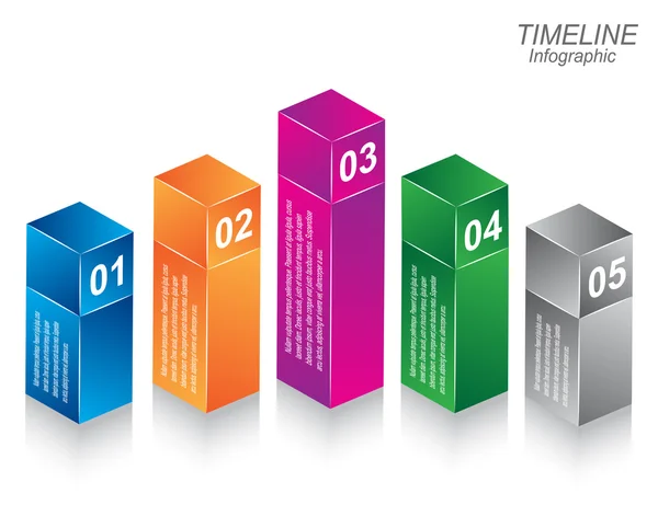 Timeline Infographic ontwerpsjabloon in de vorm van een 3d box. — Stockvector