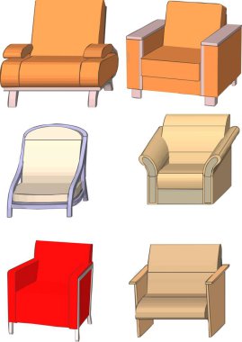 Mobilyalar, kanepe, yatak, izole elementler. Kanepenin vektör çizimi