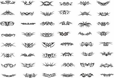 Vektör dövmesi, süs, sembol. Vücutta görüntü var. Etnik semboller.