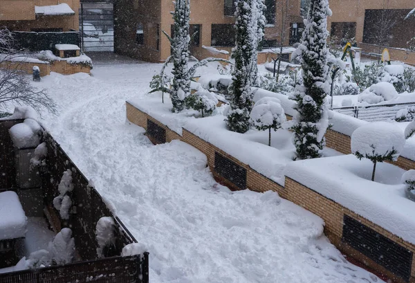 Dentro Apartamento Una Ciudad Puede Ver Una Fuerte Tormenta Que —  Fotos de Stock