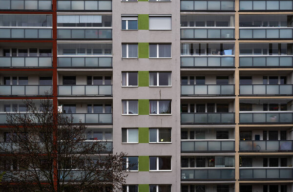Prague. Czech Republic. 01/12/2020. Panelaks or buildings constructed with panels during communist regime in the Czech Republic, and in another countries in Eastern Europe. Part of the Estate Housing