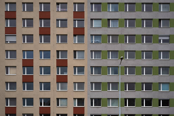 Prague. Czech Republic. 01/12/2020. Panelaks or buildings constructed with panels during communist regime in the Czech Republic, and in another countries in Eastern Europe. Part of the Estate Housing