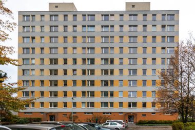 Prag 'da. Çek Cumhuriyeti. 01 / 12 / 2020. Çek Cumhuriyeti 'nde ve Doğu Avrupa' daki diğer ülkelerde komünist rejim sırasında panellerle inşa edilmiş panelaklar veya binalar. Emlak Konutunun Bir Parçası