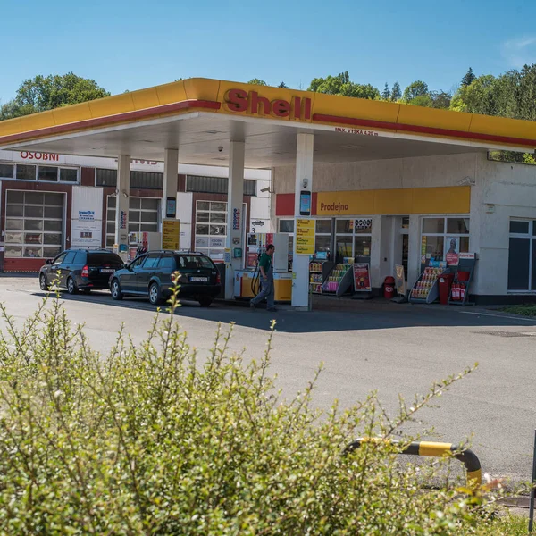 Central Bohemia Czech Republic 2020 Gas Station Prague Outskirts Bohemia — Stock Photo, Image