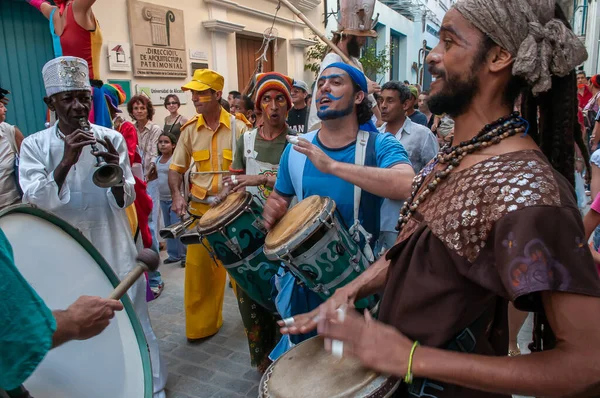 Havana Kuba 2018 Zenészek Csoportja Fellépett Utcán Turistáknak Havannában Kubában — Stock Fotó