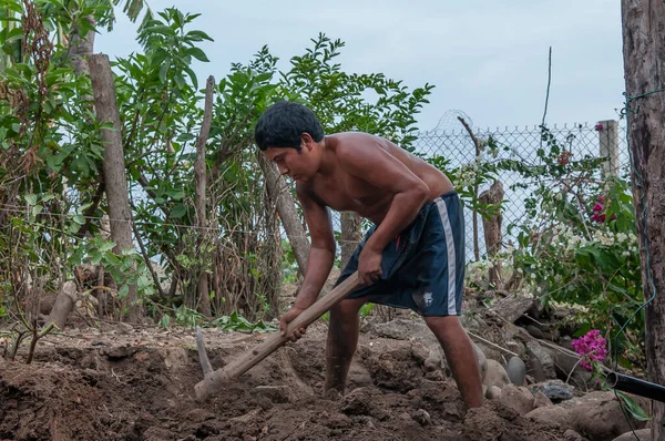 Сучитото Сальвадор 2016 Дети Помогали Родителям Повседневной Работе Проживая Сельской — стоковое фото