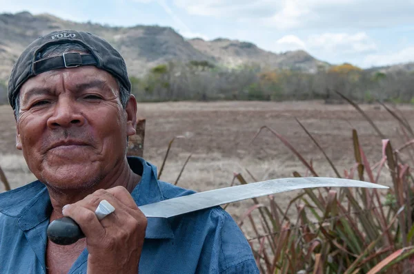 Ривас Никарагуа 2016 Портрет Фермера Ножом Сельской Местности Никарагуа Семьи — стоковое фото