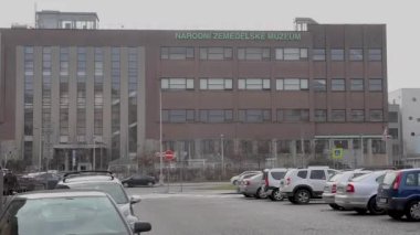 Prag, Çek Cumhuriyeti. 01-15-2021. Prag 'ın şehir merkezi Ulusal Tarım Muesum' un manzarası.