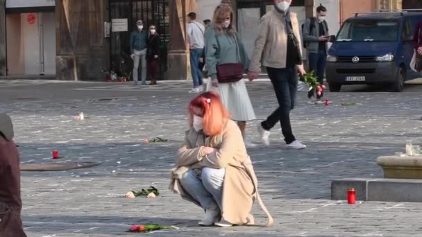 Praga República Checa 2021 Retrato Una Mujer Día Los Muertos — Vídeo de stock