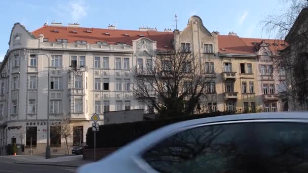 Prag Tschechien 2021 Schönes Altes Gebäude Beleuchtet Vom Goldenen Stundenlicht — Stockvideo