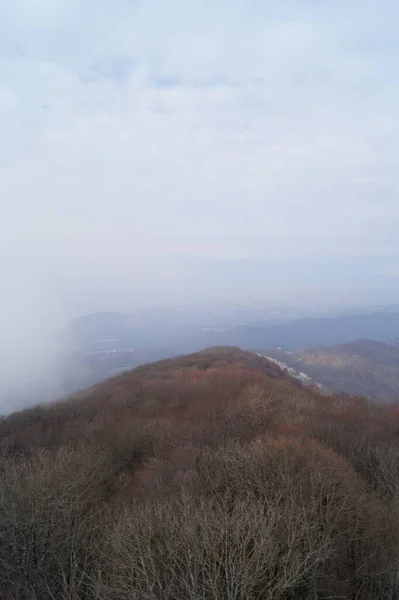 Colline Cielo Natura Bianco Marrone Inizio Primavera Distesa Aria Alto — Foto Stock