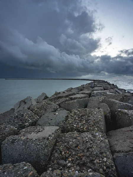 Tempestade Vento Início Outono Brouwersdam Países Baixos — Fotografia de Stock