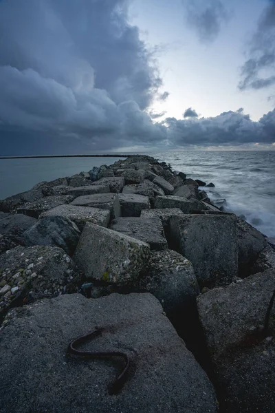 Tempesta Vento Inizio Autunno Brouwersdam Paesi Bassi — Foto Stock