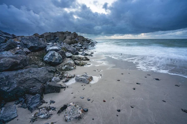 Tempesta Vento Inizio Autunno Brouwersdam Paesi Bassi — Foto Stock