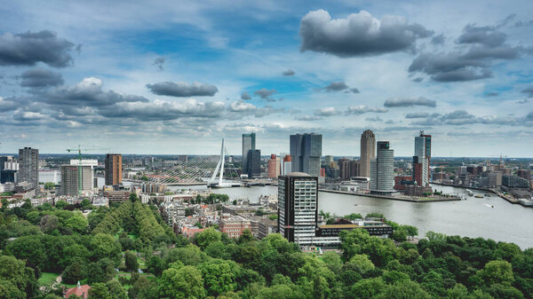 Skyline of Rotterdam. View from the Euromast Tower. 22 Juli 2020