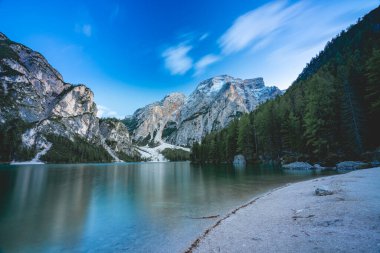 Lago di Braies, İtalya Gölü.