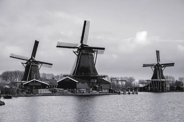 Večer Zaanse Schans Zaandam Nizozemsko Januari 2021 — Stock fotografie