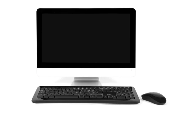 电脑，显示器，桌面、 键盘、 鼠标、 风扇配件 — 图库照片