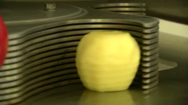 Verse apple peeling hakken en drogen stappen — Stockvideo