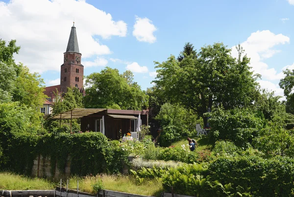 Catedral de Brandeburgo con pequeños jardines en frente . — Foto de Stock